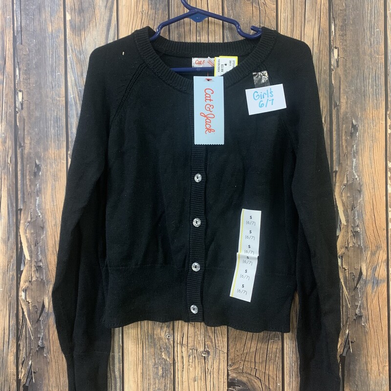 NWT Black Sweater Buttons, Size: 6/7, Cat and Jack brand