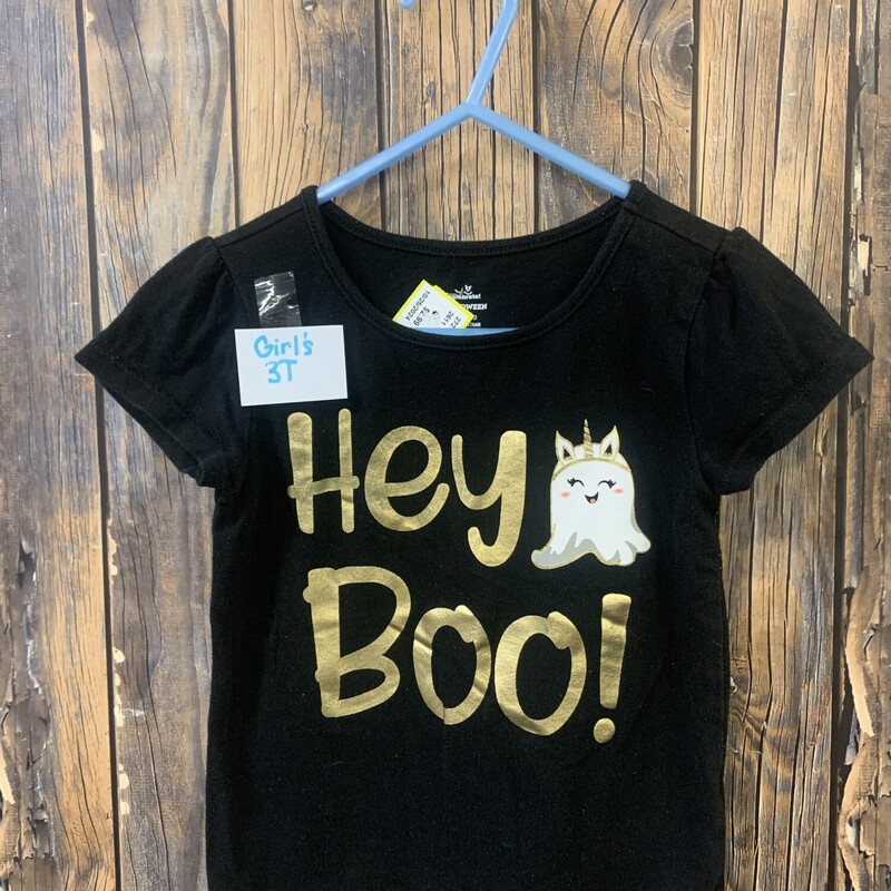 Black Hey Boo Shirt, Size: 3T