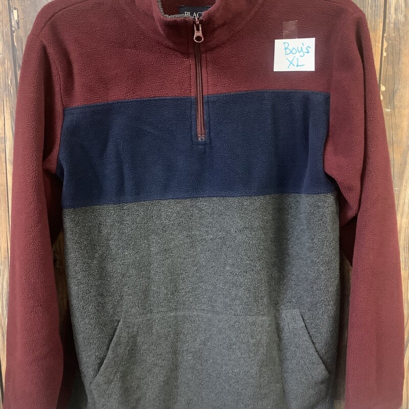 Maroon/navy/gray stripe Half Zip, Size: 16, Children's Place