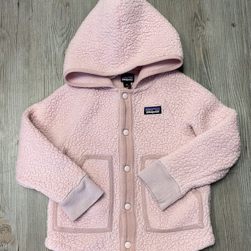 Patagonia Fleece Hooded J, Pink, Size: 4Y