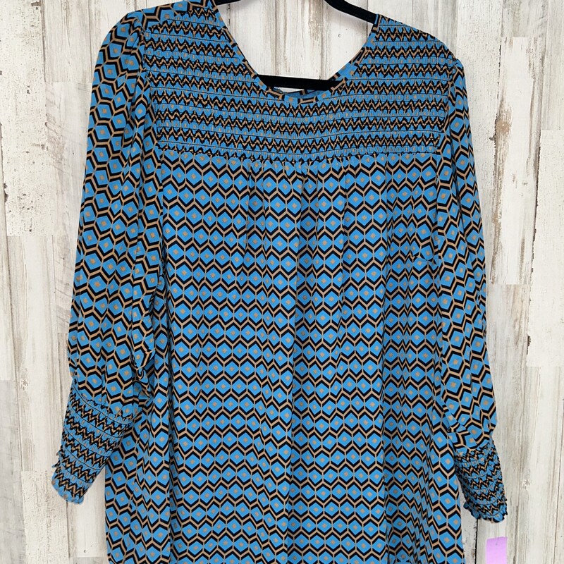 1X Sheer Blue Printed Top, Blue, Size: Ladies XL