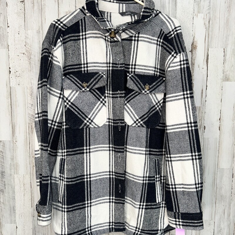 XL Black Plaid Shacket, Black, Size: Ladies XL