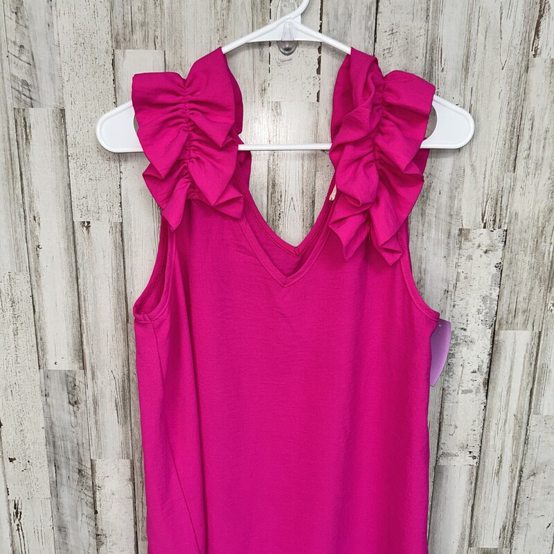 L Hot Pink Ruffle Top, Pink, Size: Ladies L