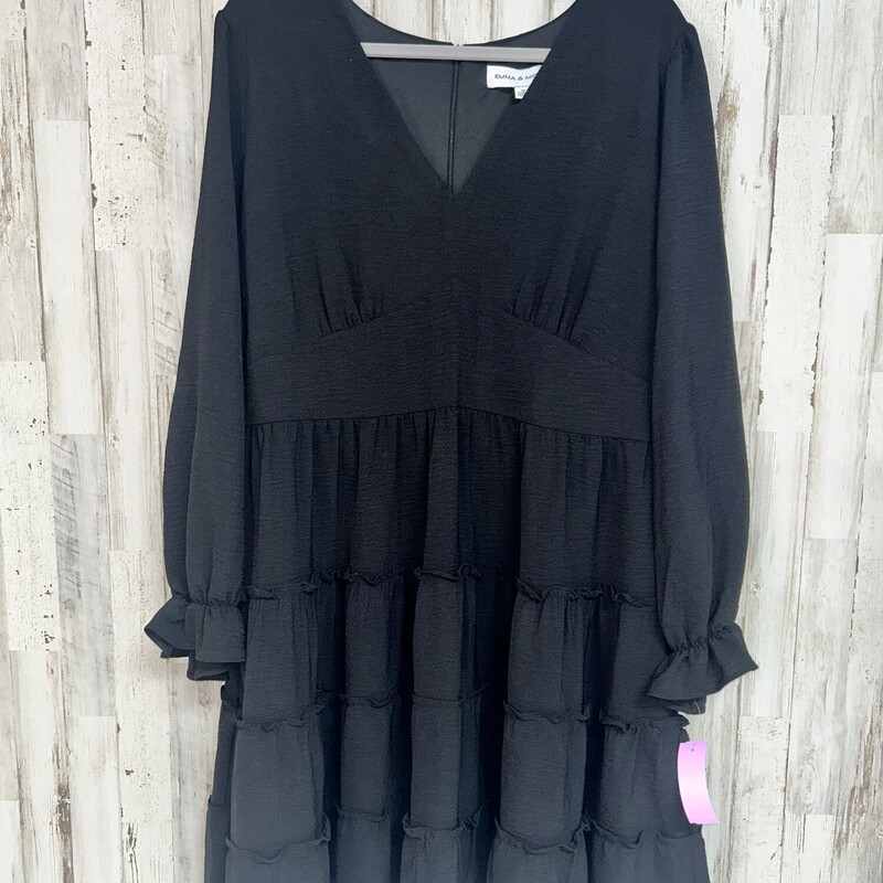 Sz14 Black Ruffled Dress