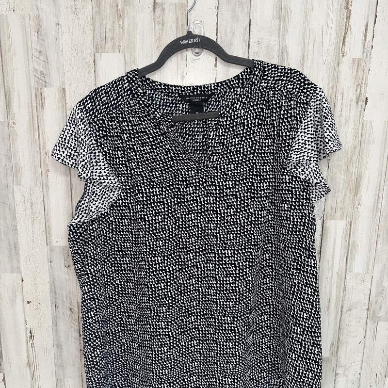 1X Black Printed Blouse