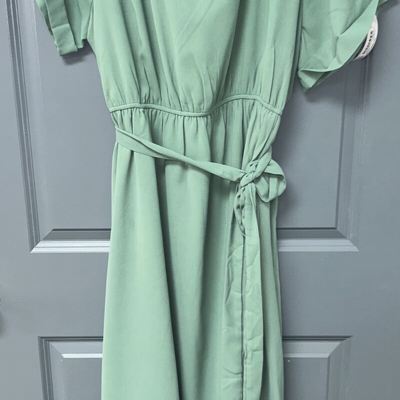 2X Sage Tie Ruffle Dress