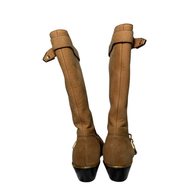 Chloe Susanna Buckle Boots<br />
Tan<br />
 Size: 37.5<br />
<br />
Black scuff marks shown in photos.