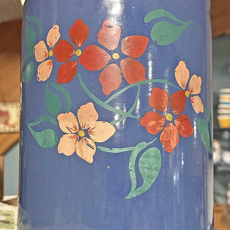 Blue Floral Pottery Crock