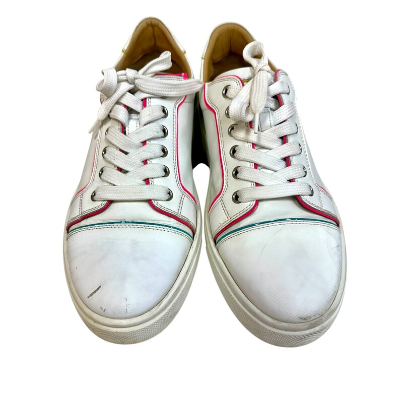 Christian Louboutin Vieirissima Multi Tone Leather Sneakers<br />
<br />
Size 40<br />
<br />
Sold AS IS<br />
<br />
Does not come with the original dust bags or box