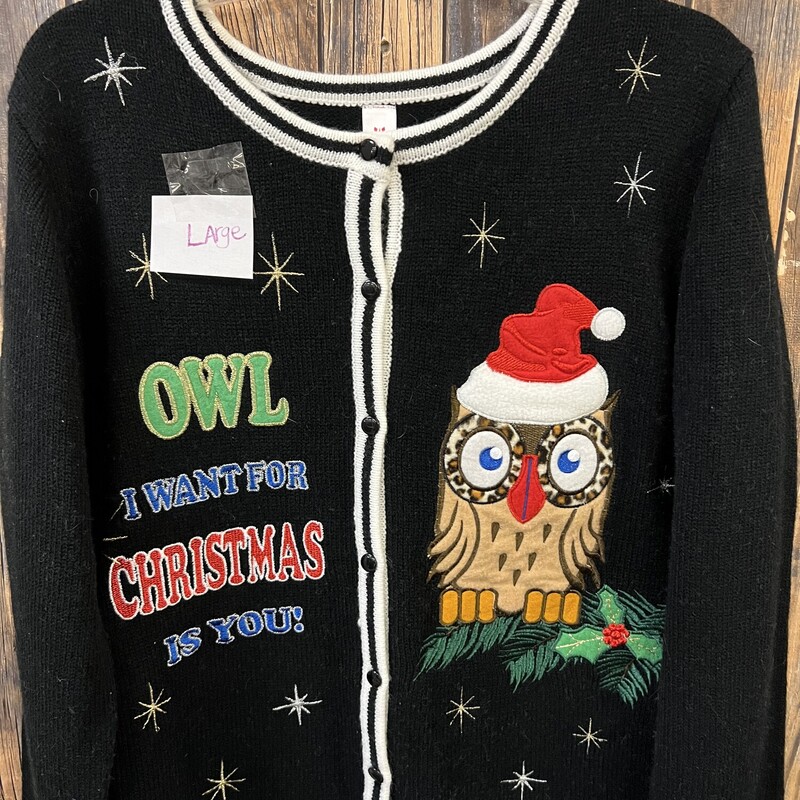 Owl Christmas Sweater, Size: Large