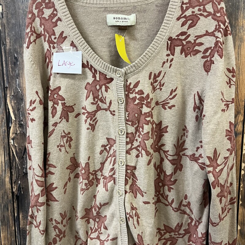 Tan/maroon Flower Sweater