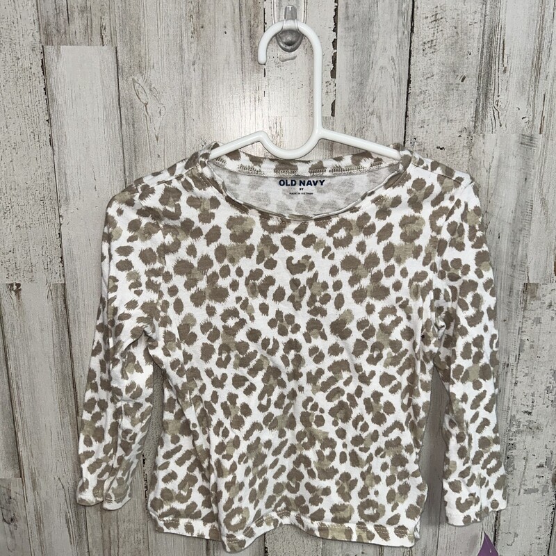 3T White/Tan Leopard Top, White, Size: Girl 3T