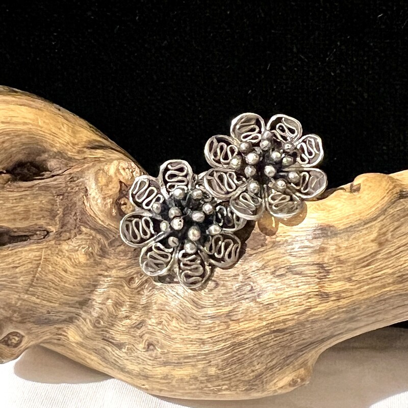 Sterling flower earrings