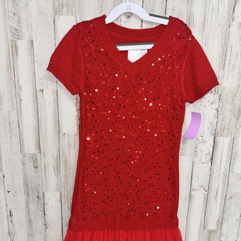 10 Red Sequin Knit Top, Red, Size: Girl 10 Up