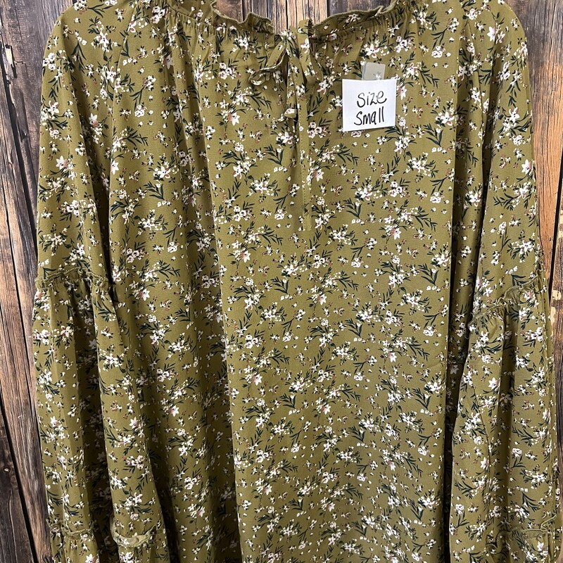 Sage Green Flower Shirt, Size: Small