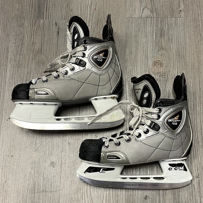 Vector 4.0 Hockey Skates, Grey, Size: 3.5Y