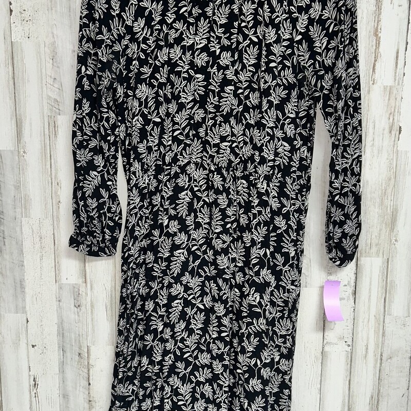 L Black Leaf Print Maxi D