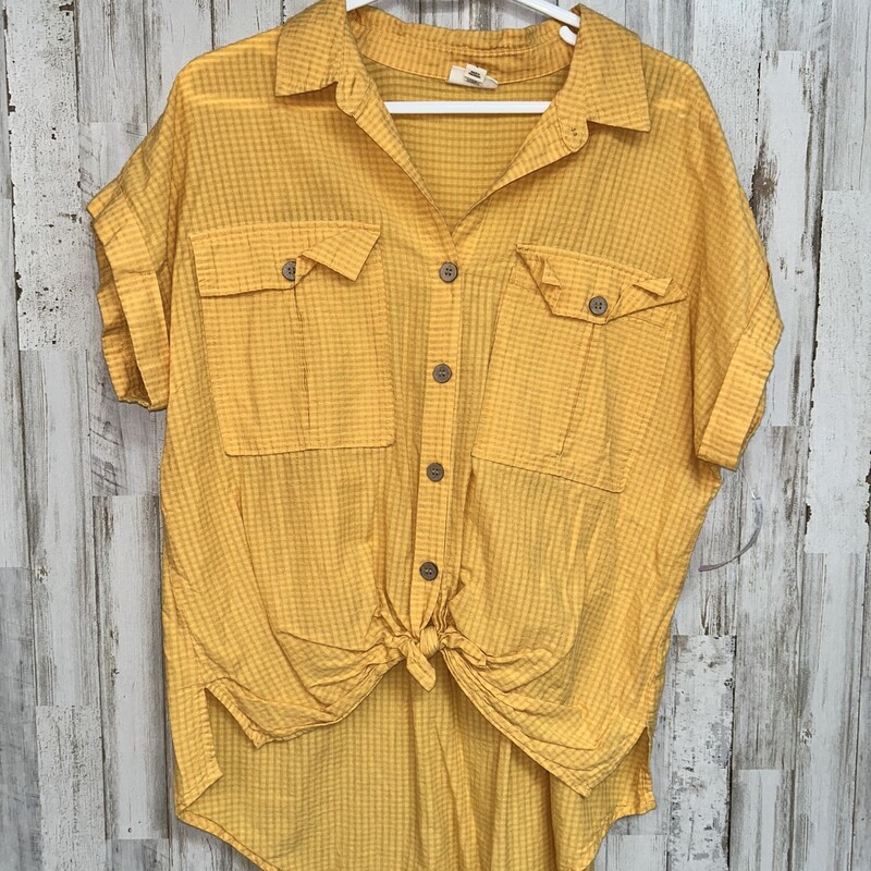 L Yellow Plaid Button Up