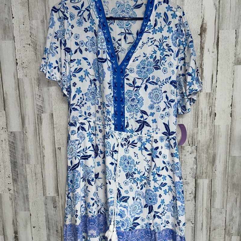 XL White/Blue Floral Dres