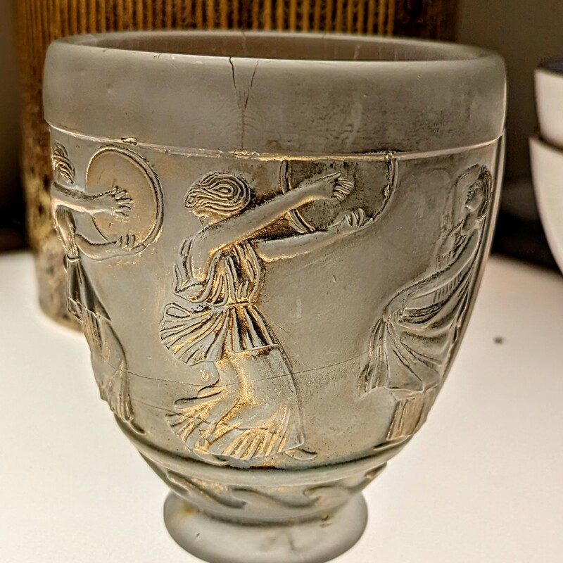 Georges De Feure Signed Frosted Roman Vase
Frosted Glass
Size: 4.5 x 5.5H