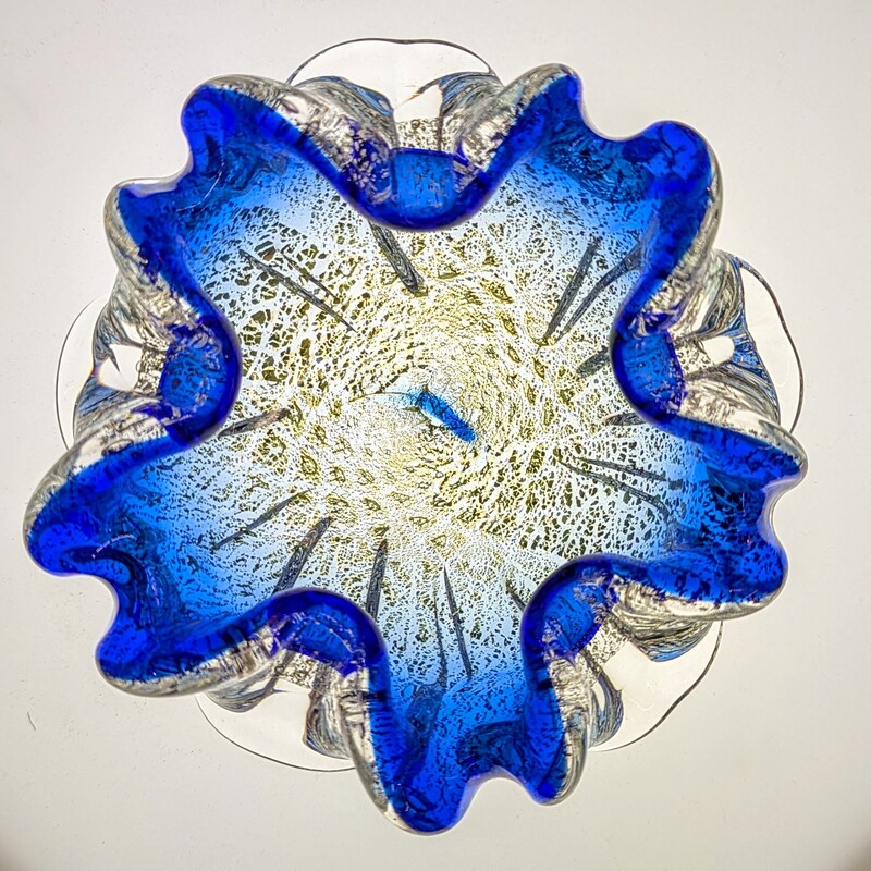 Glass Ruffle Bowl
Blue Clear Silver
Size: 5 x 2.5H