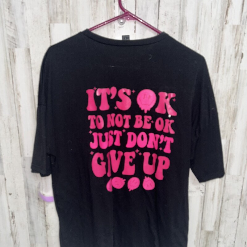 S Smiley Its Okay Tee, Black, Size: Ladies S