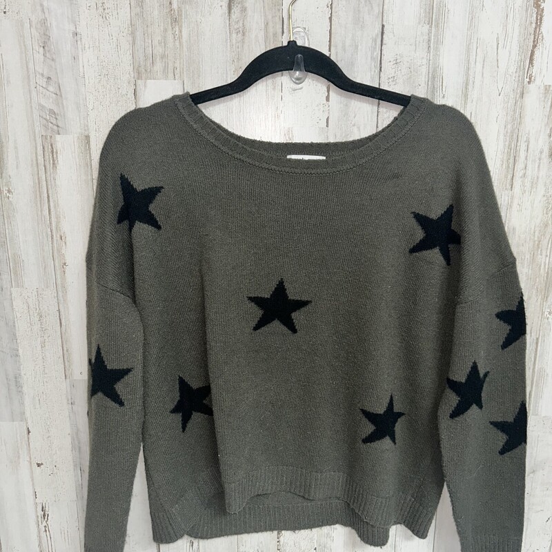 M Olive Star Print Sweate