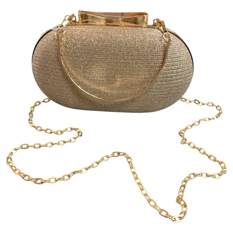 Evening Bag, Gold, Size: None