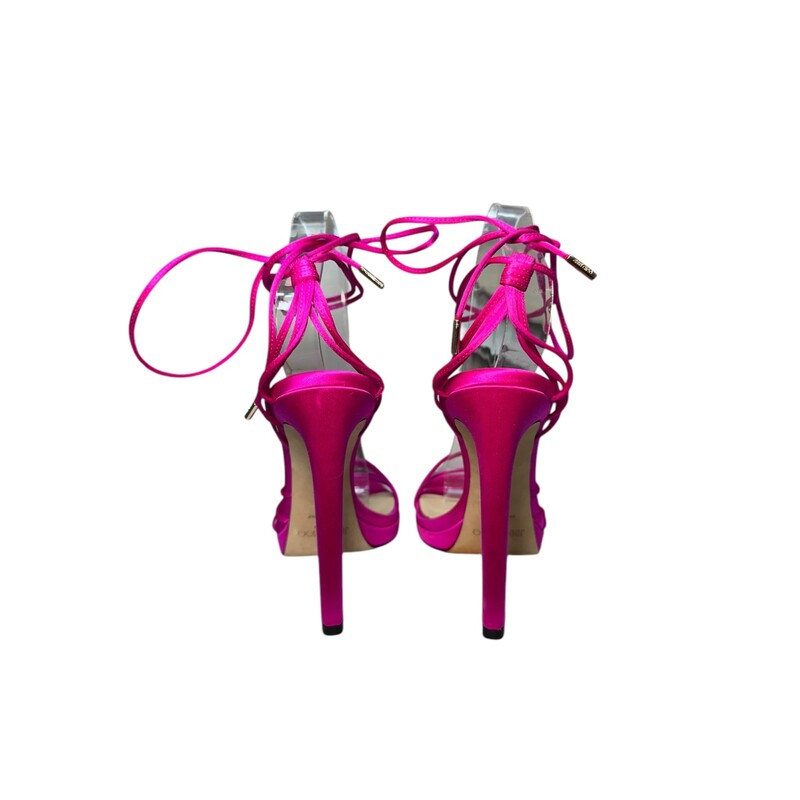 Jimmy Choo Hot  Pink Tie Heels<br />
 Pink<br />
Size 40<br />
Does not include original dust bag or box.