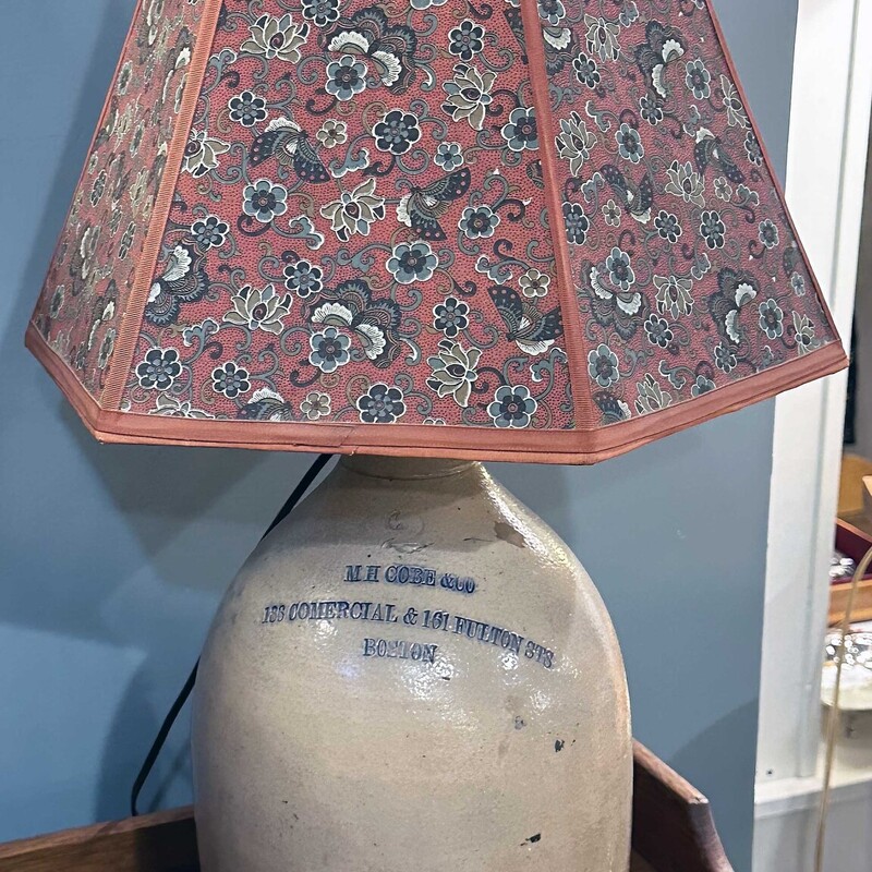 Cobe Stoneware Jug Lamp

Boston, MA

Antique Jug Lamp With Vintage Floral Shade
27 Inches Tall