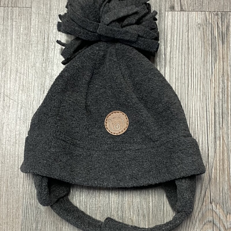 Fleece Pom Pom Hat, Grey, Size: 6-9M