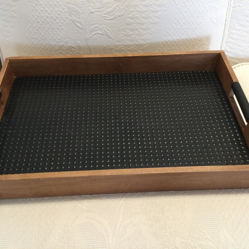 Wooden Tray With Black In,
Brown/Black,
Size: 21 X 14 In