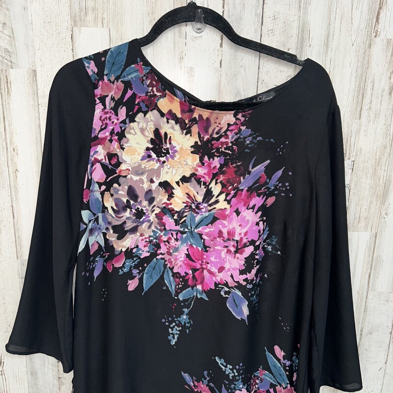 L Black Sheer Floral Top