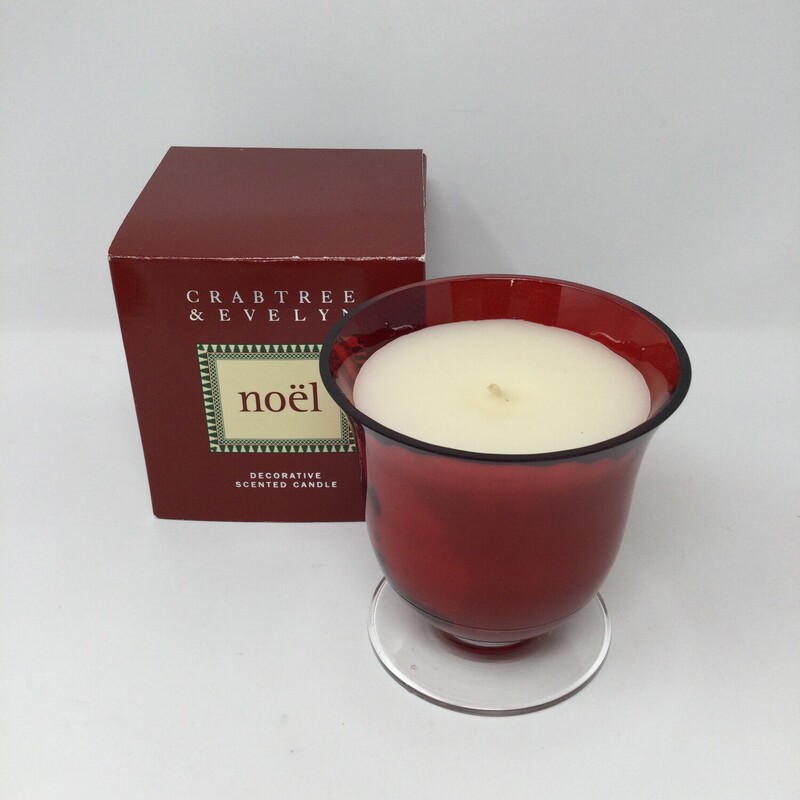 CrabTree & Evelyn Decorative Candle,
Red/White,
Size: 4 X 4 In