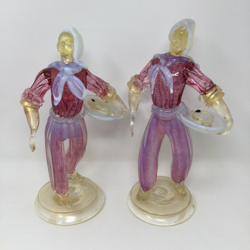 Murano Glass Sculptures,
Pastel Pink/Multi,
Size: Set Of 2