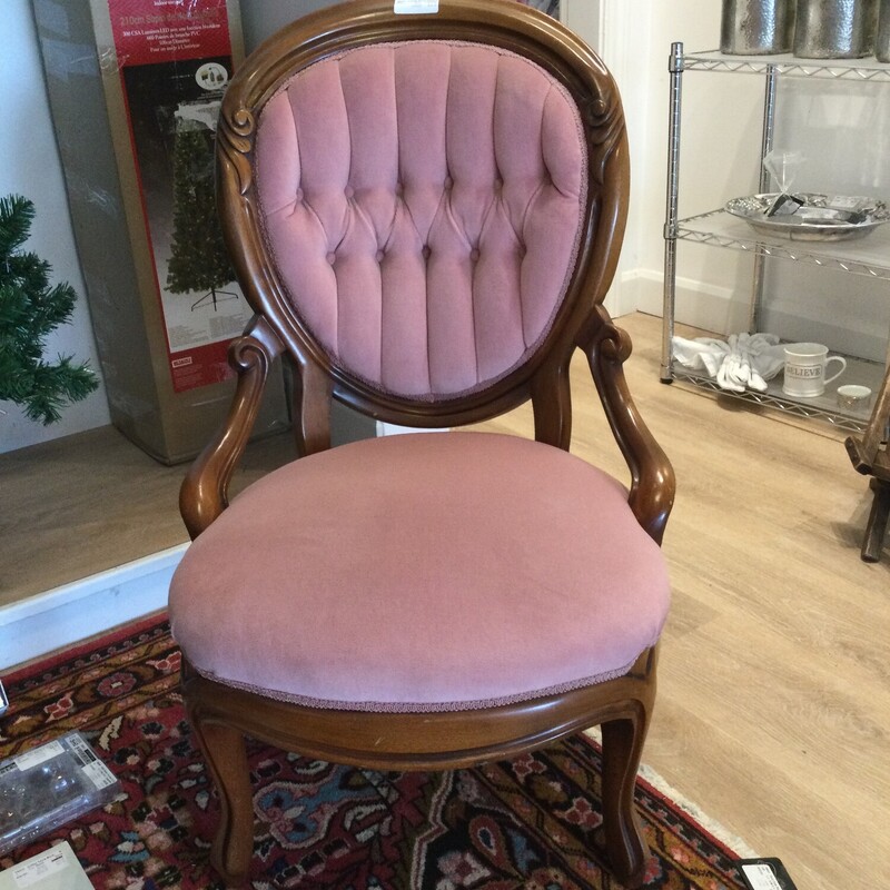 Vintage Rose Velvet Chair,
Rose/Wood,
Size: 36.5 X 23 x 21 In