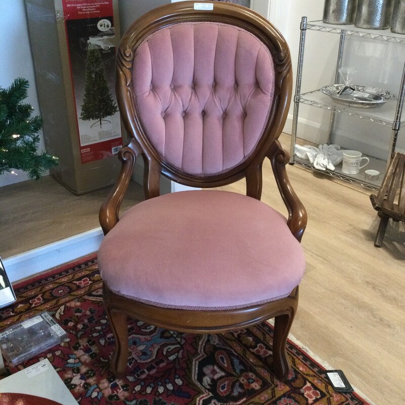 Vintage Rose Velvet Chair,
Rose/Wood,
Size: 36.5 X 23 x 21 In