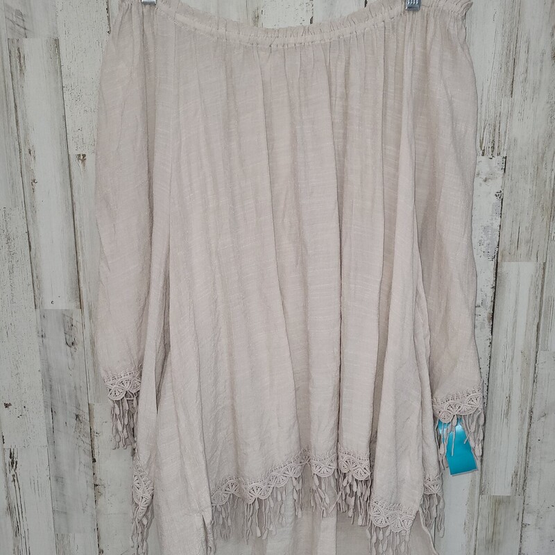 XL Tan Lace Trim Top