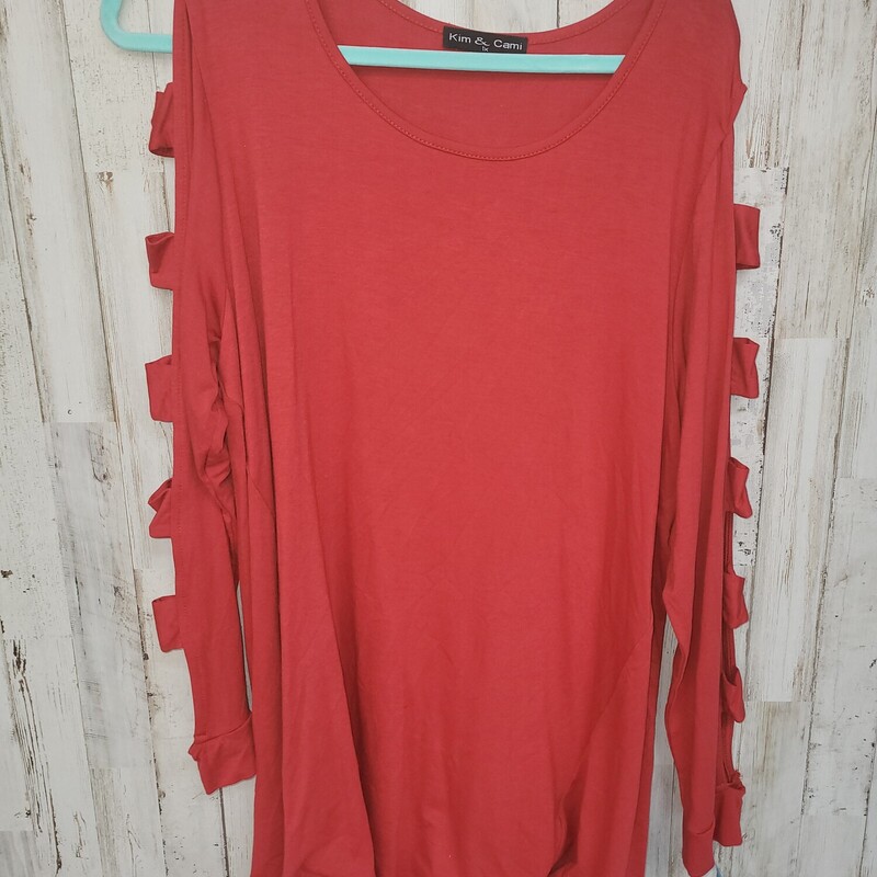 1X Red Cut Out Sleeve Top