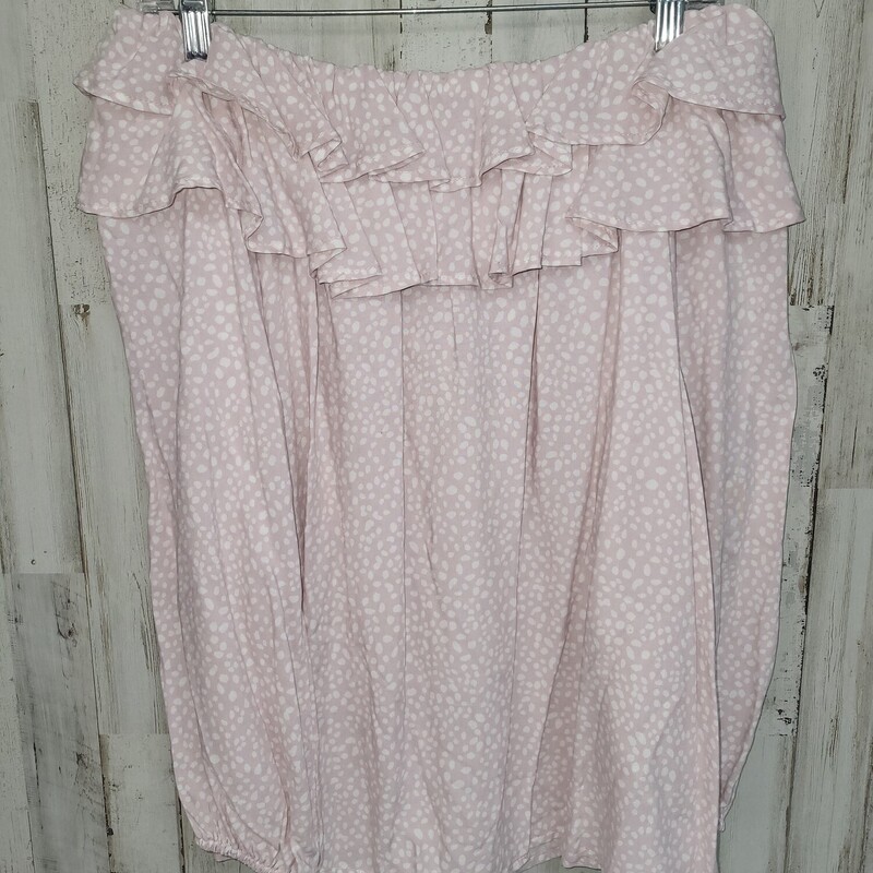 S Pink Spotted Ruffle Top