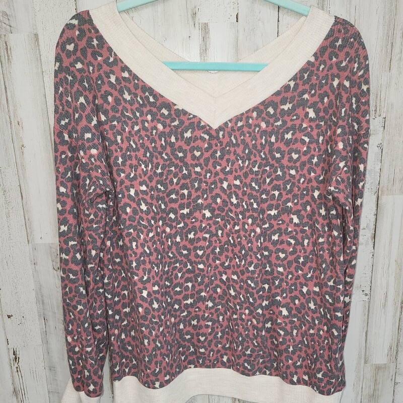 S Red Waffle Leopard Top