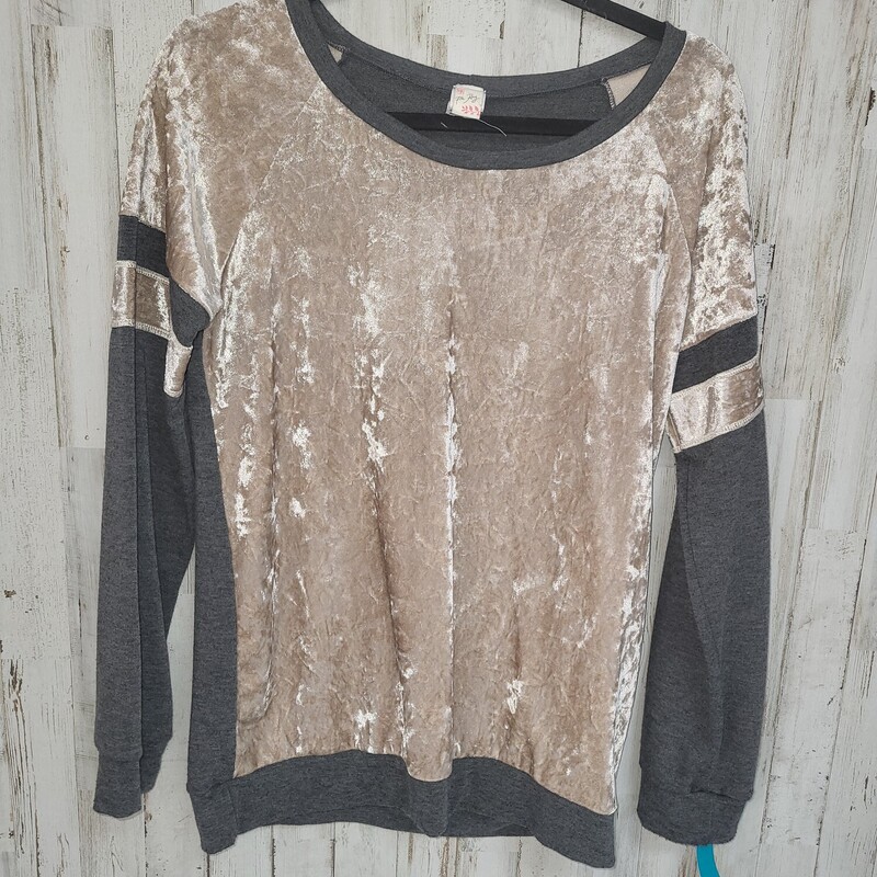 M Beige Velvet Jersey Top