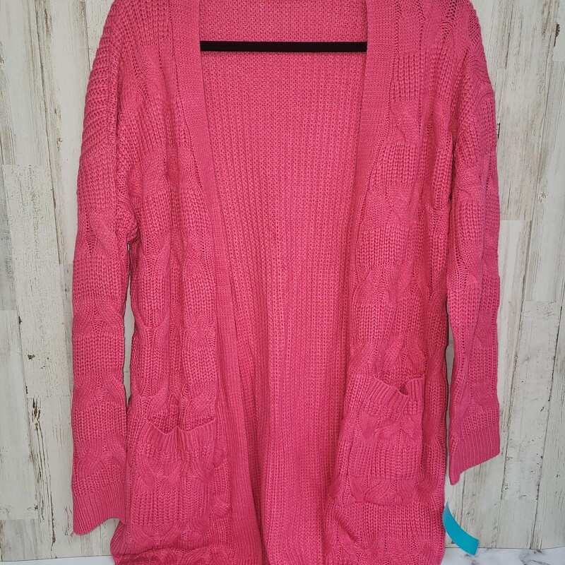 L Hot Pink Knit Cardigan