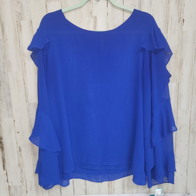 XL Sheer Royal Ruffle Top