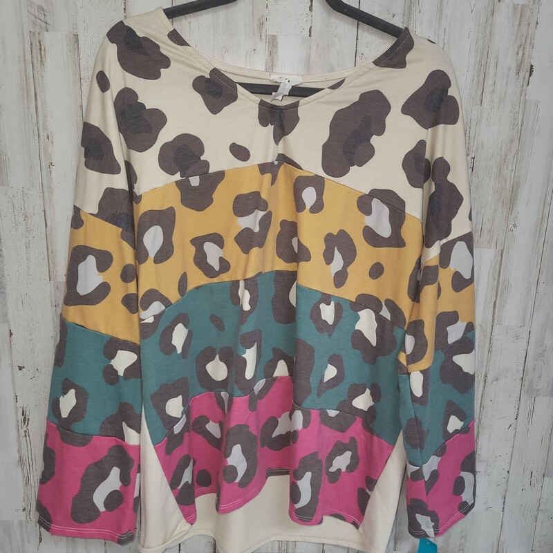 XL Tan Colorblock Leopard