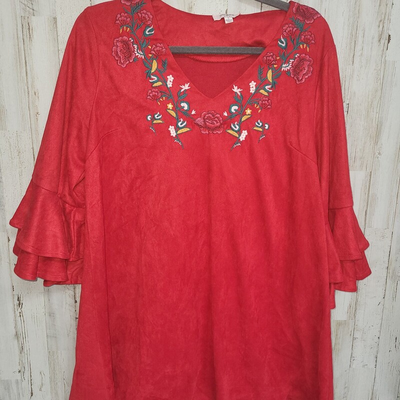 S Red Suede Floral Dress