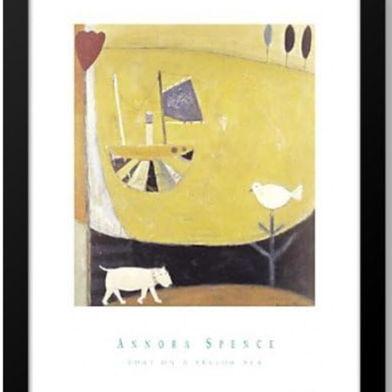 ASpence Boat On Sea
Yellow Black White Red Blue Green in Black Frame
Size: 18x22H