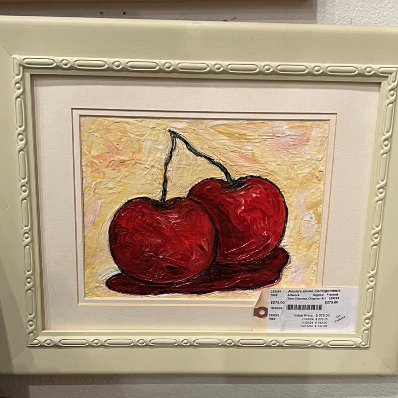 Two Cherries Original Art, Signed, Framed
17.5in x 14.5in