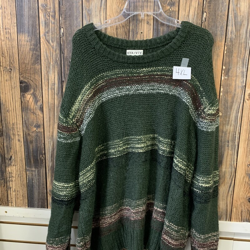 Green Stripe Sweater, Size: 4XL