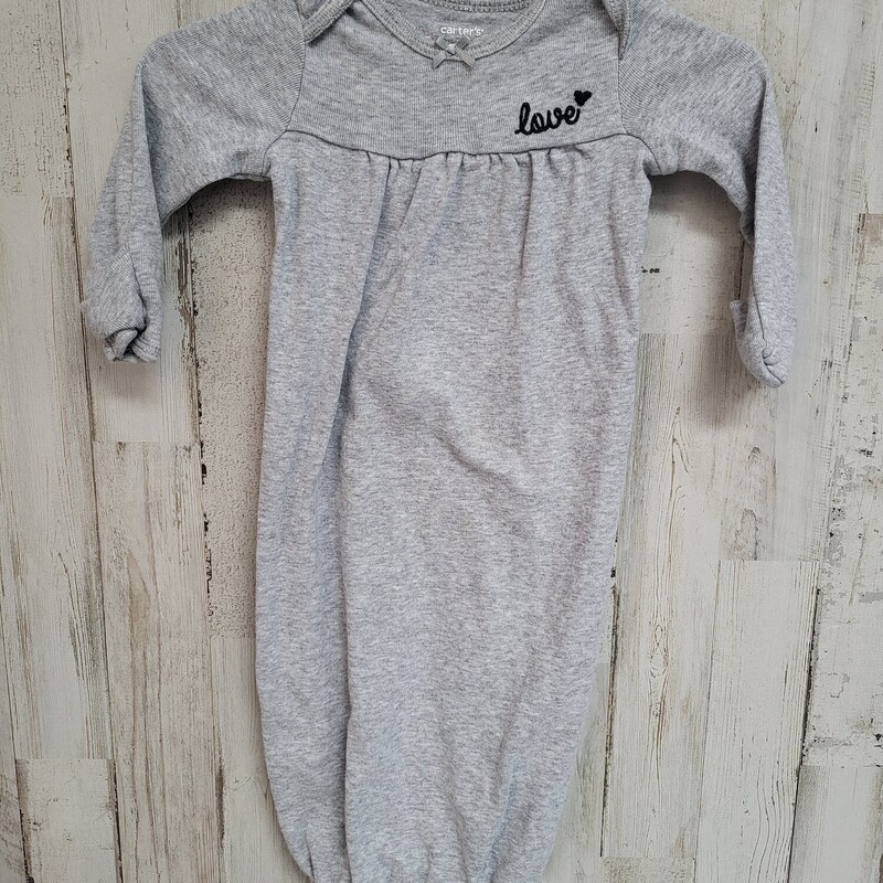 NB Grey Love Gown, Grey, Size: Girl NB-3m